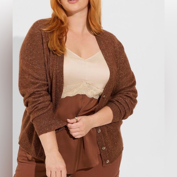 torrid Sweaters - Torrid Brown Vegan Cashmere Button Sweater Size 3
